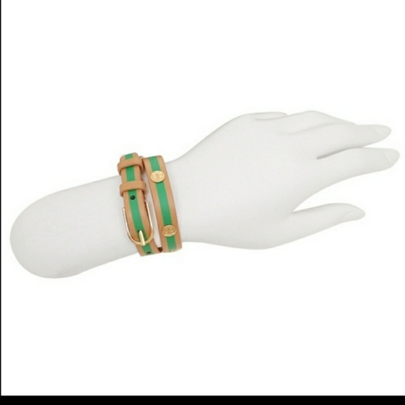 Tory Burch Preppy Green and Tan Leather Wrap Braclet 💚⭐💚⭐💚⭐ - Picture 3 of 7